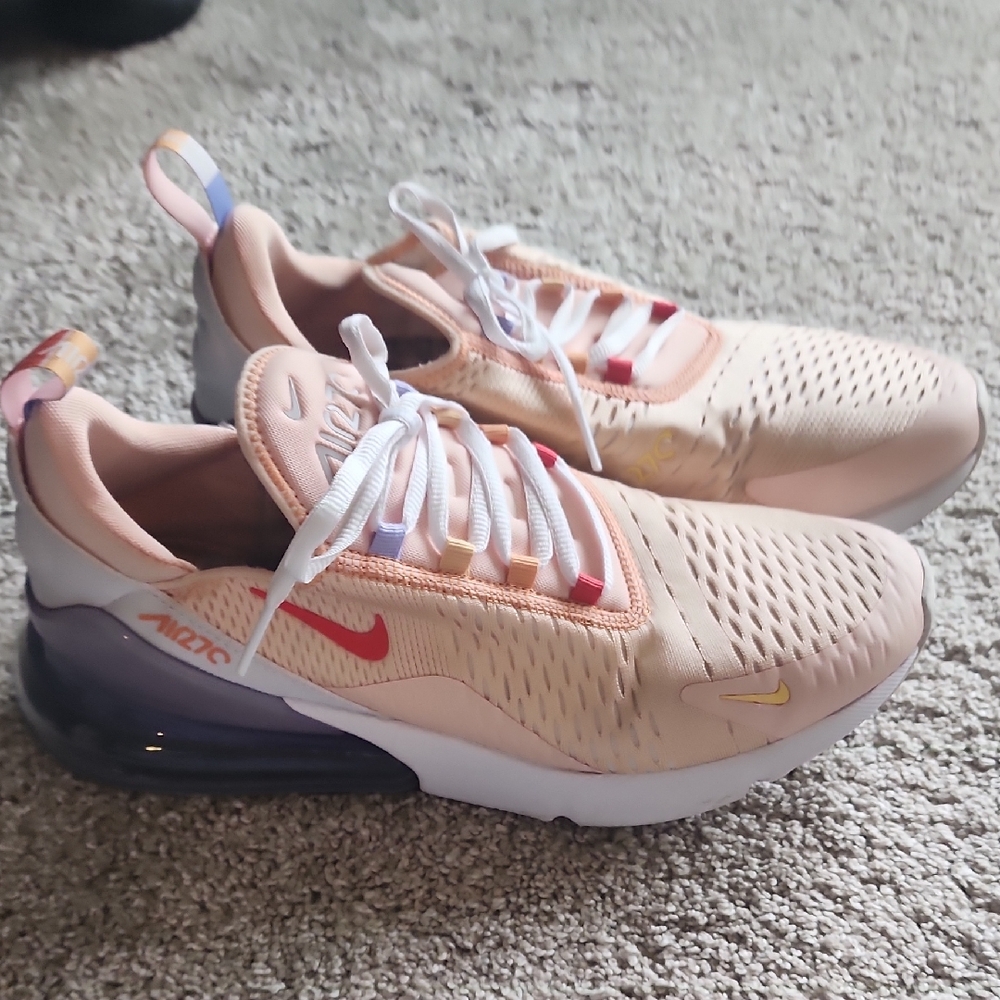 Nike Air Max 270 Light Pink with Red and Yellow Accents